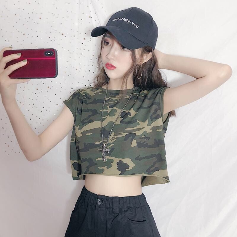 Áo sát nách nữ croptop không tay kiểu lính ngụy trang ulzzang
