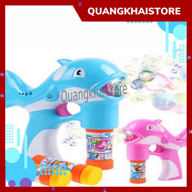 Súng đồ chơi bắn bong bóng xà phòng hình cá heo cho bé