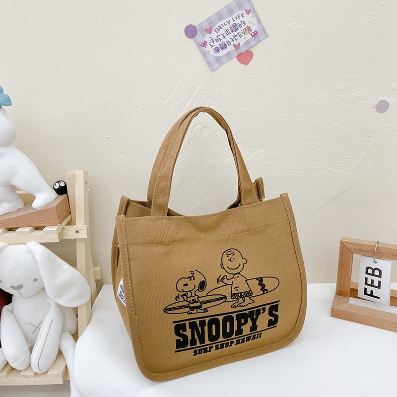 Túi Xách Vải canvas Cỡ Lớn Đa Năng In Hoạt Hình Snoopy Dễ Thương