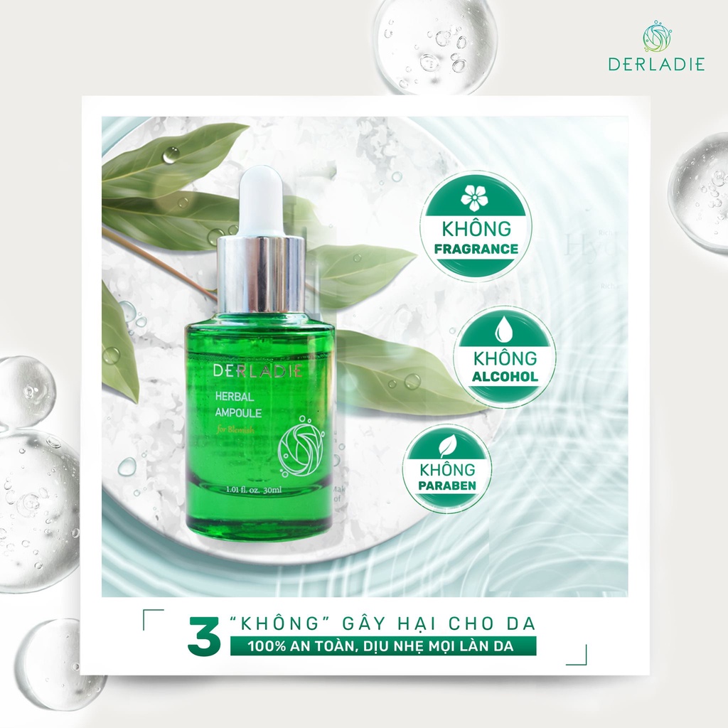 Serum Tràm Trà Derladie Tinh Chất Giảm Mụn Herbal Ampoule For Blemish Hết Mụn Sau 14 Ngày (30ml)