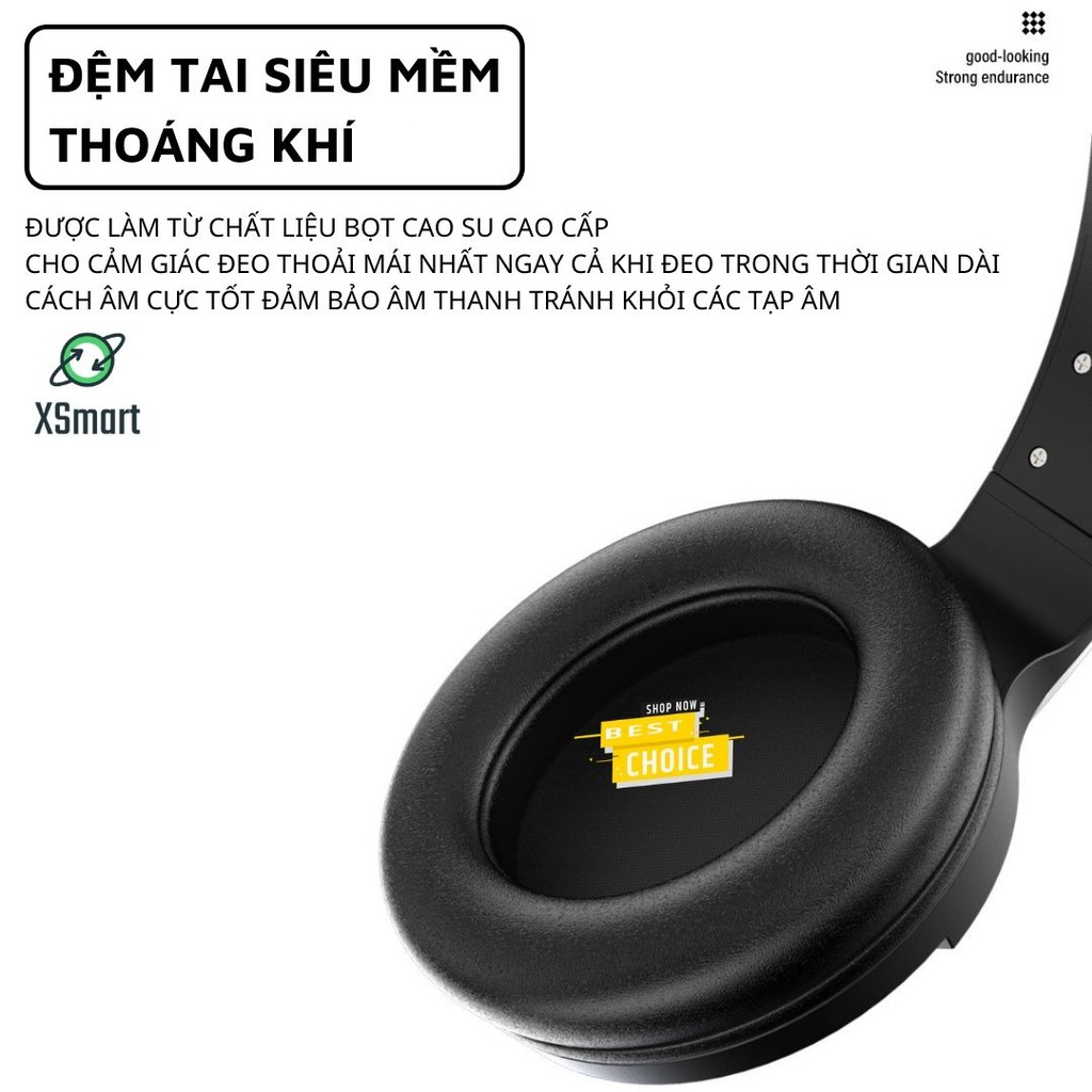 Tai nghe bluetooth headphone gaming SH33 Super Bass đèn led đổi màu RGB dùng cho điện thoại máy tính pc laptop