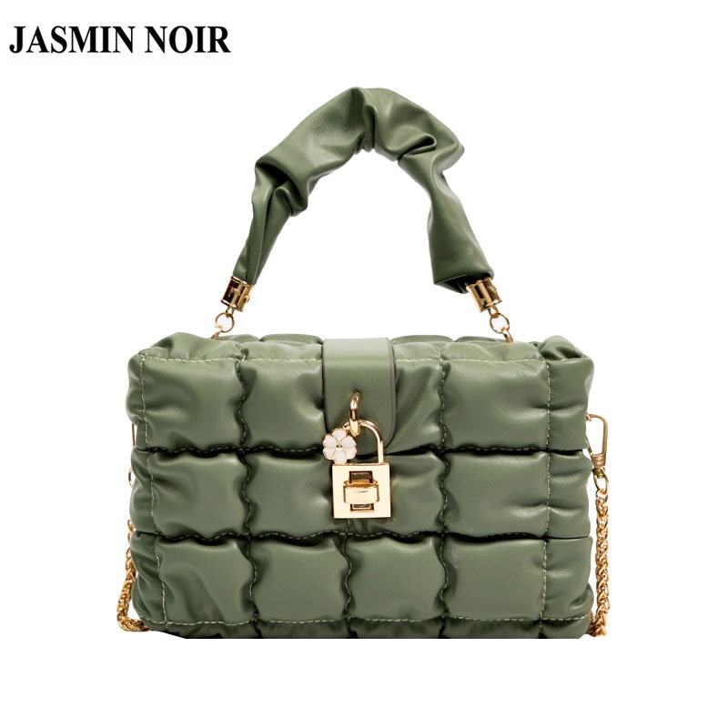 Túi Xách JASMIN NOIR Đeo Chéo Có Đệm Bông Họa Tiết Kẻ Sọc Phối Dây Xích Cho Nữ