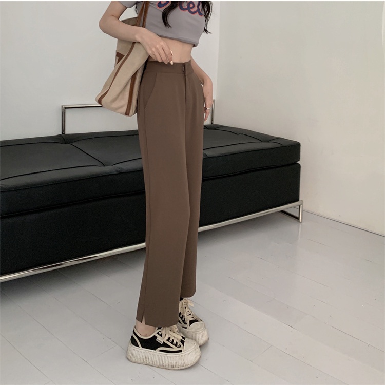 QADCOL Quần Dài Lưng Cao Dáng Ôm Xẻ Tà Cá Tính