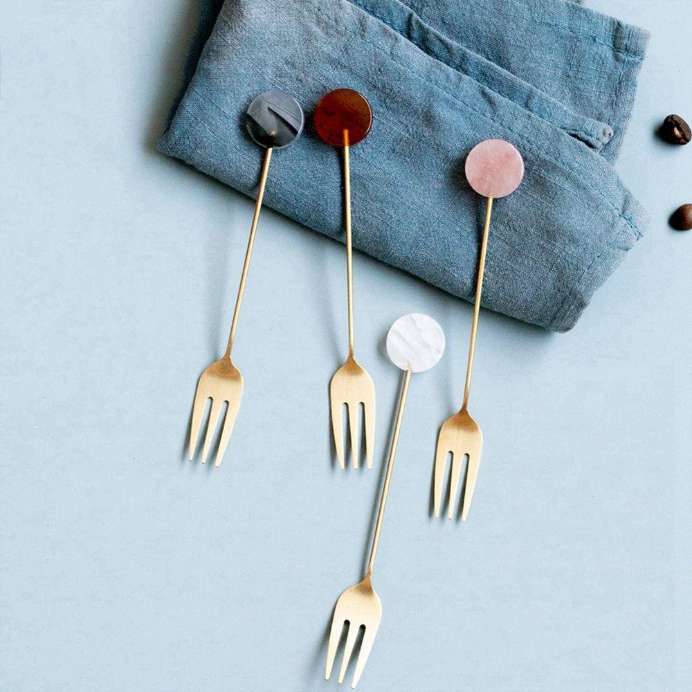 YIYU Muỗng Nĩa Ăn Tráng Miệng / Cà Phê Bằng Thép Không Gỉ Mạ Dùng Làm Đạo Cụ Chụp Ảnh