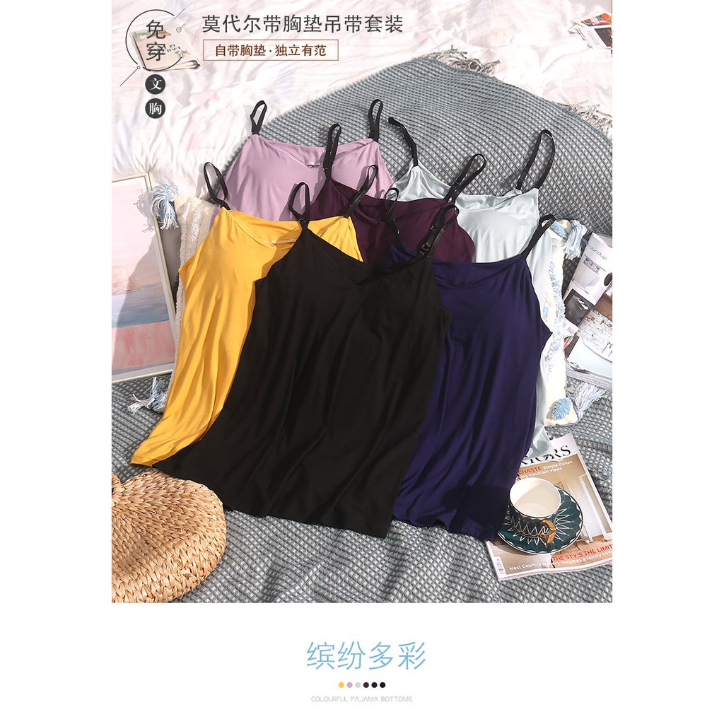 [5 Màu] Bộ Đồ Ngủ Nữ 2 Dây/ Bộ mặc Nhà Nữ Hè Chất Cotton Đẹp (Có Miếng Lót Ngực) | BigBuy360 - bigbuy360.vn