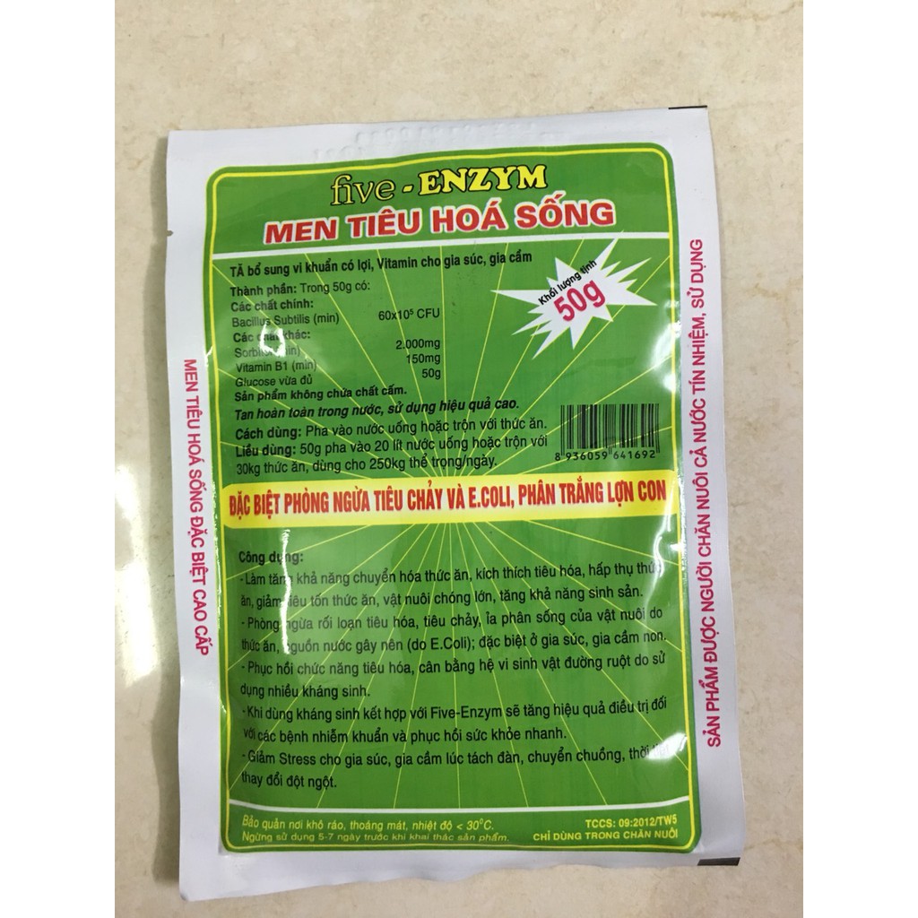 Men tiêu hóa sống - five enzyme - phòng ngừa tiêu chảy  - chỉ dùng trong thú y