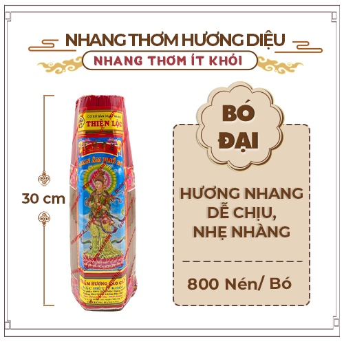 Nhang Thơm Nhẹ Nhàng Ít Khói Quan Âm Phổ Độ Thiên Lộc An Toàn Cho Sức Khỏe - Bó Đại 800 Nén