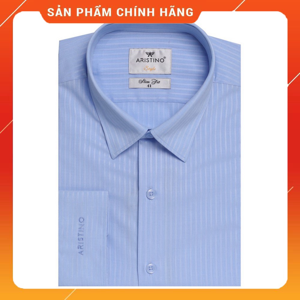 (Thời trang Aristino) Áo sơ mi dài tay Slim Fit Aristino ALS13508 màu xanh nhạt sọc xoắn