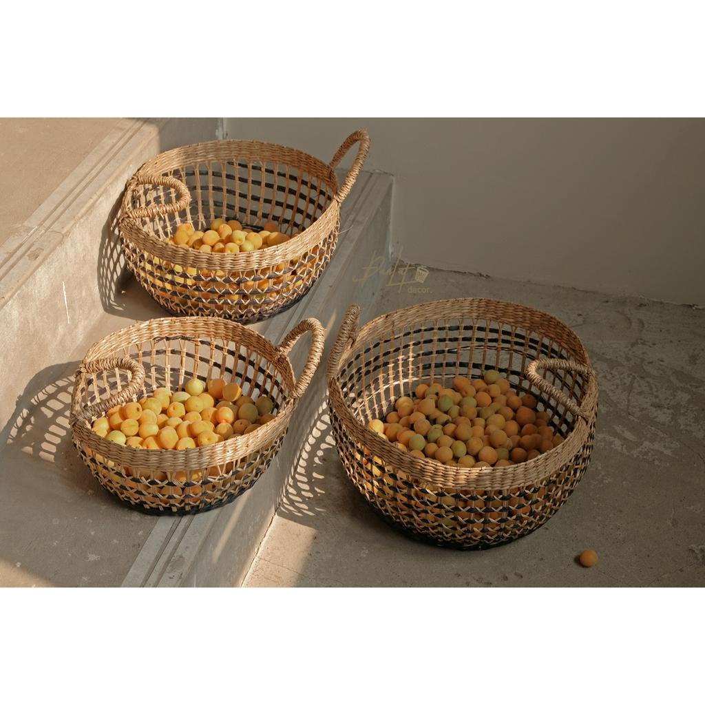 Giỏ cói, rổ cói đan thủ công có quai xách đựng đồ, trái cây, trang trí, chụp hình, decor - Seagrass Basket