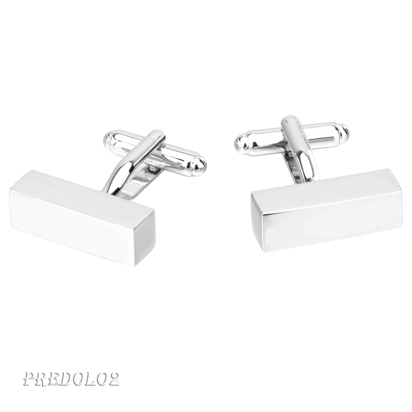 [Predolo2] Khuy Măng Sét Hình Chữ Nhật Bằng Đồng Bạc Cho Đám Cưới