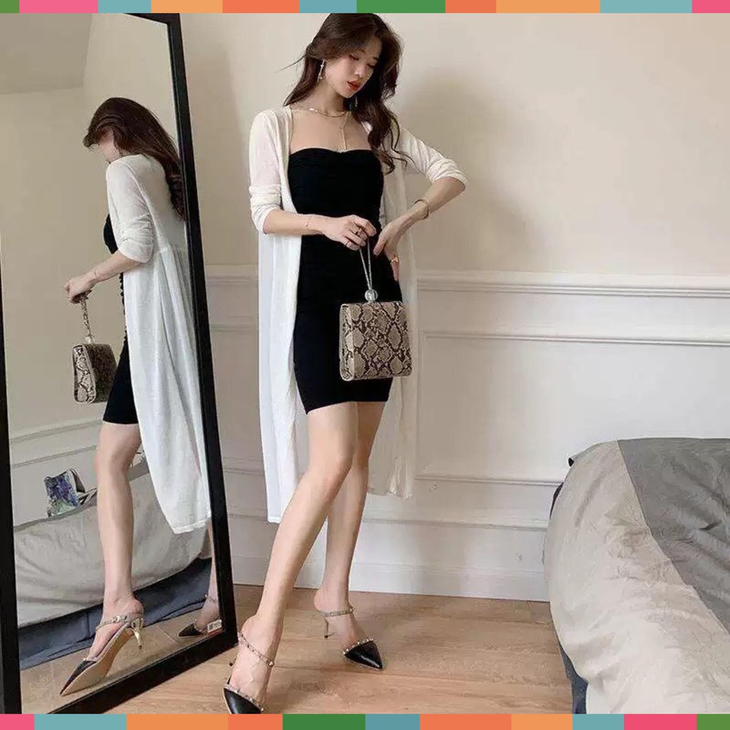 ÁO KHOÁC LEN 💕 FREESHIP 💕 GIẢM 5K (NHẬP MÃ AOPH5K)DÁNG DÀI SIÊU HOT - ÁO CARDIGAN DÀI TRẮNG ĐEN