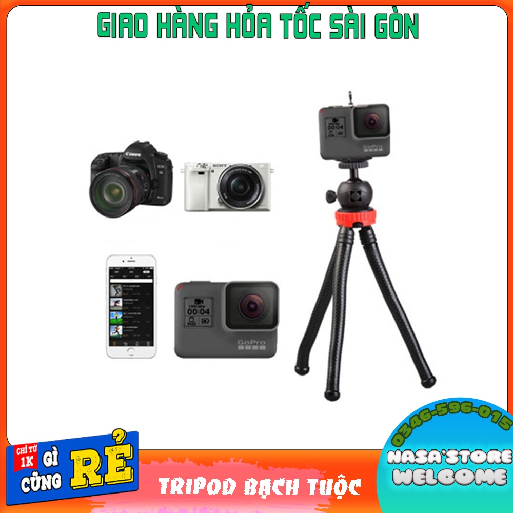 Chân máy ảnh tripod bach tuột đầu khớp xoay 360 độ chất liệu kim siêu bền