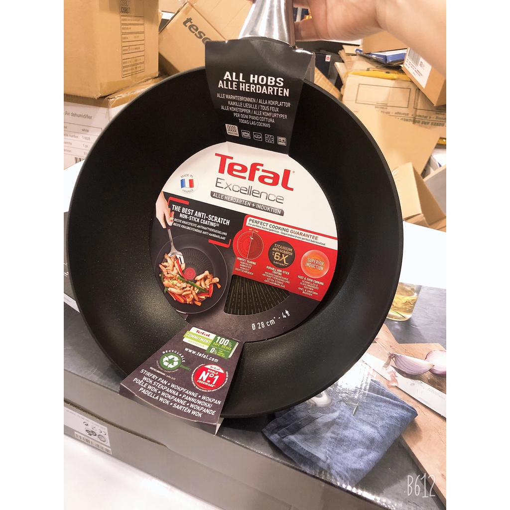 Chảo sâu lòng Tefal G26919 Excellence Wok 28 cm [Made in France]
