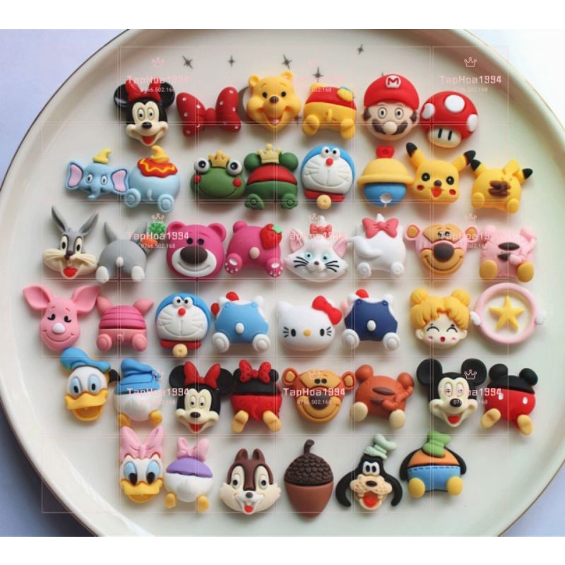(Cartoon - cặp 2 cái) - STICKER PHỤ KIỆN DIY 3D DÁN ỐP ĐIỆN THỌAI BÌNH NƯỚC KẸP TÓC
