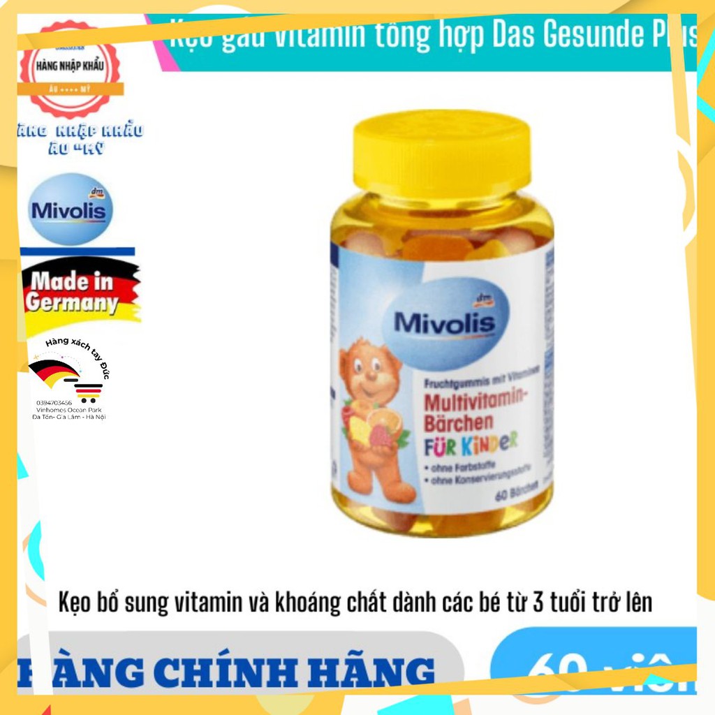 [Hàng Đức Chính Hãng] Kẹo gấu Vitamin tổng hợp Das Gesunde Plus - 60 viên