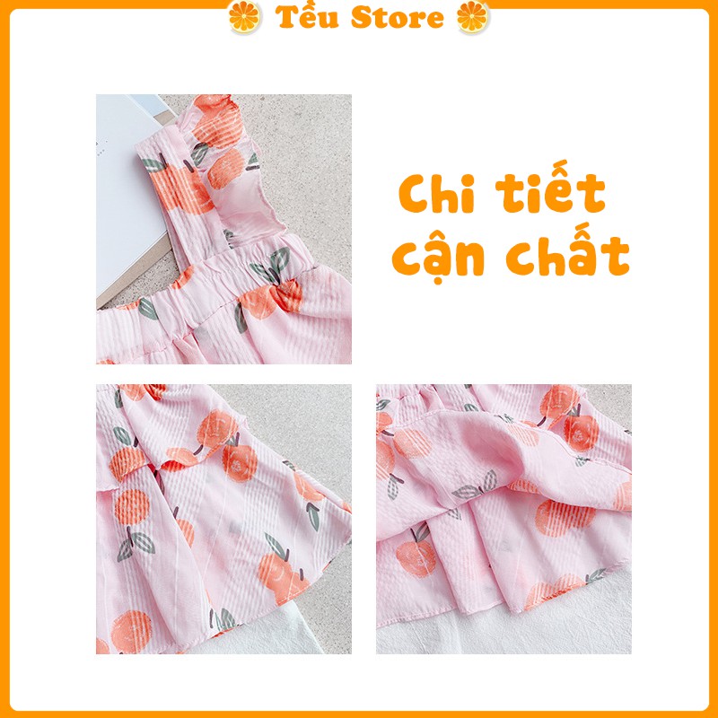 Áo 2 Dây Bé Gái, Set Bé Gái Gồm Áo Và Quần Đùi Chất Đũi Mềm Siêu Mát 8-22 kg Tều Store Đủ Size Cho Bé 1 - 5 Tuổi