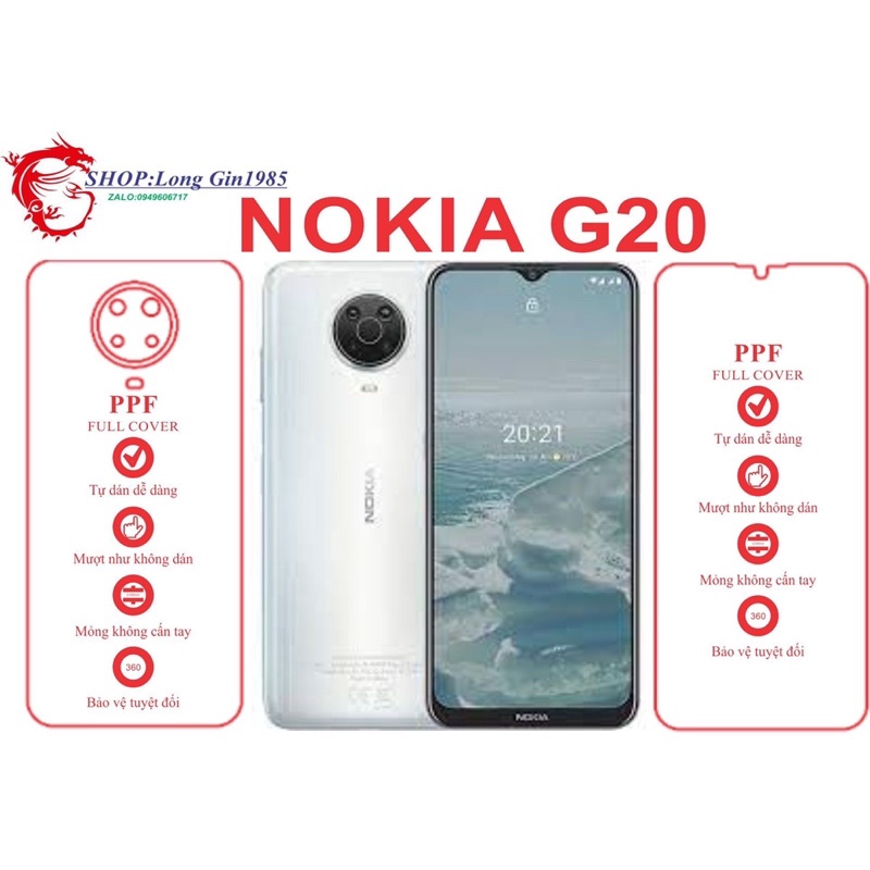 Nokia G20 miếng dán trong Ppf mặt sau và mặt trước chống va đập chống trầy xước