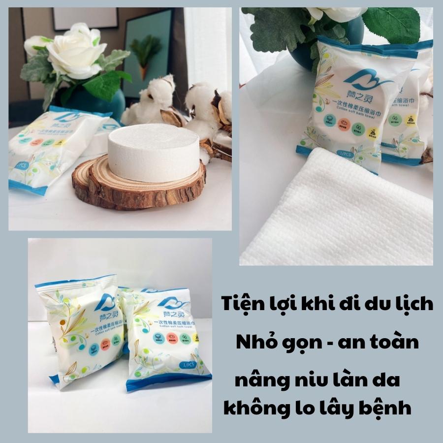 Khăn Tắm Nén Dùng Một Lần, Khăn Bông Cotton Thấm Hút Nhanh Dùng Đi Du Lịch KT 70*140cm Tiện Sử Dụng Khách Sạn Homstay