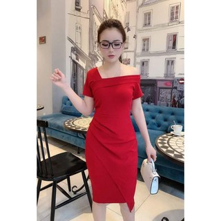 Đầm body cổ chéo lệch tà