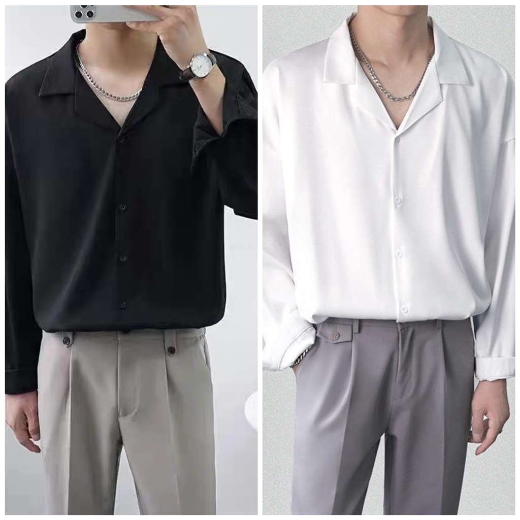Áo Sơ Mi Nam Cổ Vest Mẫu Mới nhất ,form rộng thoải Mái