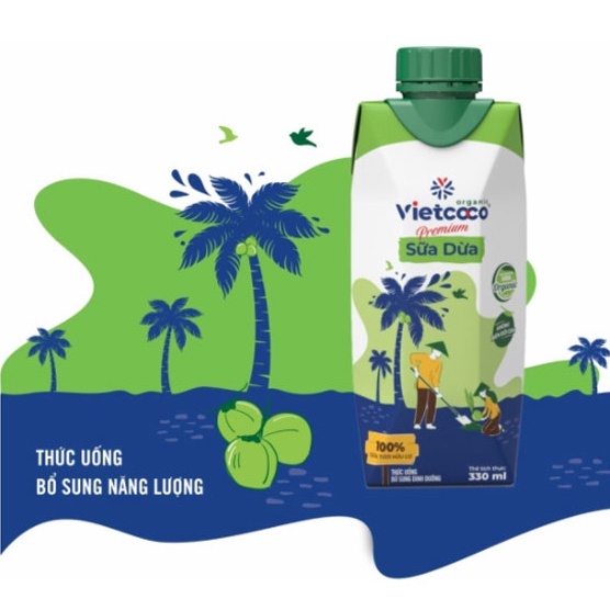 Sữa dừa Hữu Cơ Vietcoco Thùng 12 hộp 330ml - Organic Coconut Milk