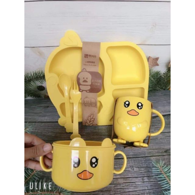 Bộ Khay Ăn Dặm Hình Vịt Vàng Cute Cho Bé
