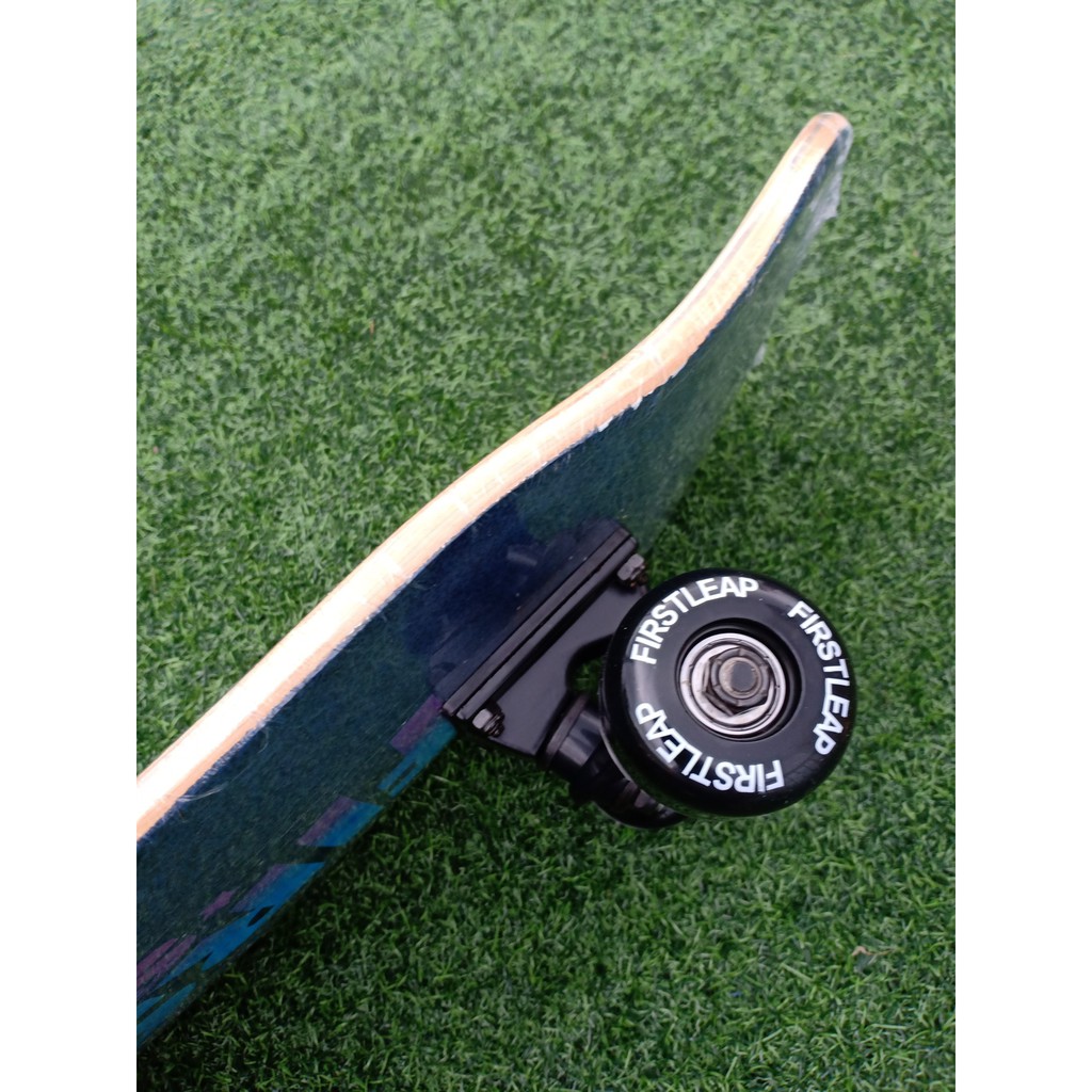 Ván trượt Skateboard SIÊU HẠNG Cao Cấp Mặt Nhám ĐEN Bánh Cao Su CONG 2 ĐẦU TRICK