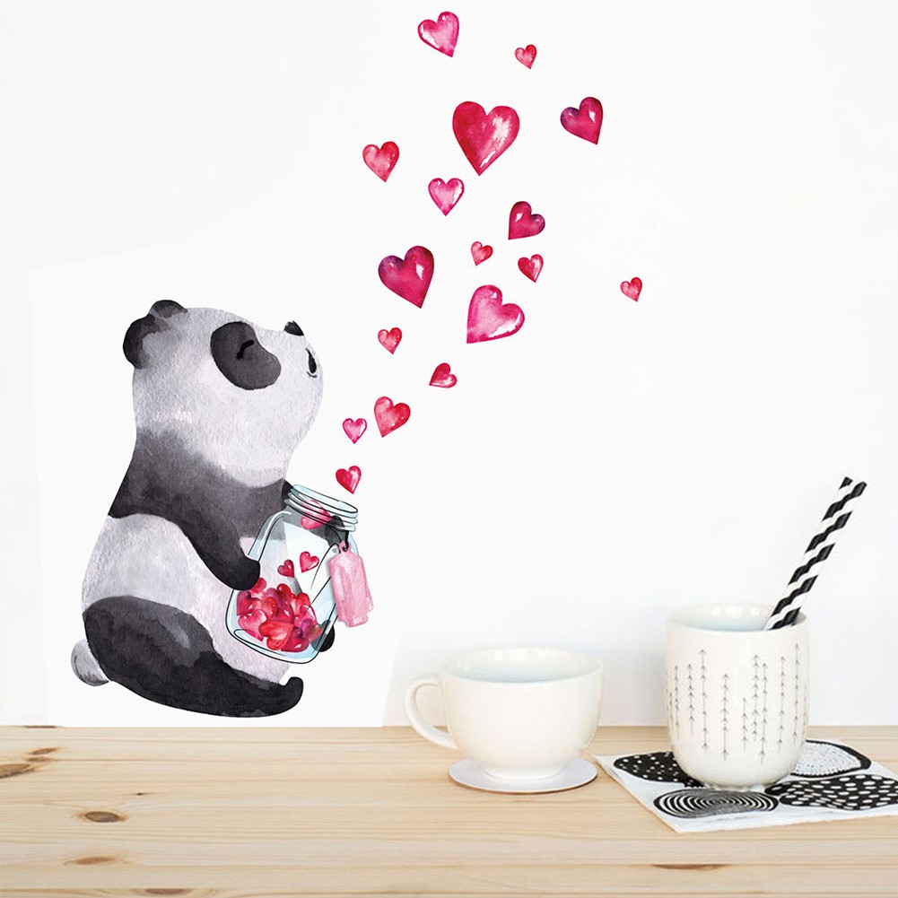 Sticker Dán Tường Họa Tiết Hình Con Gấu Trúc Dùng Trong Trang Trí Phòng Khách, Phòng Ngủ