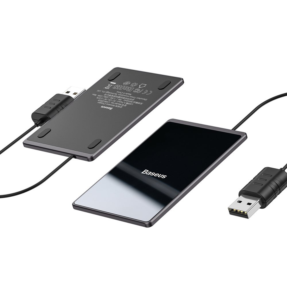 Dock sạc không dây 15w BASEUS Card Ultra-thin (with USB cable 1m)