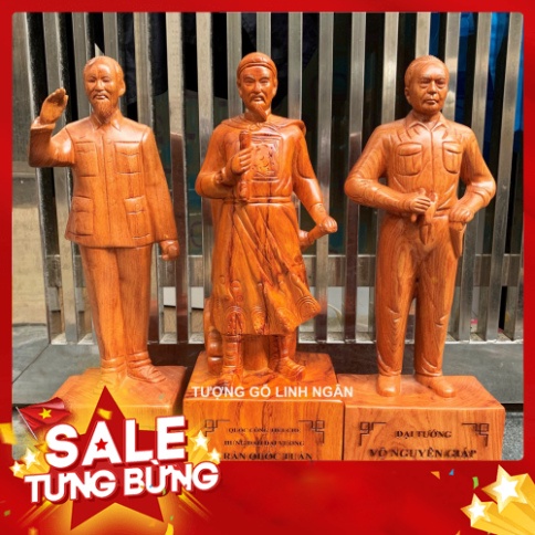 Combo Bộ tượng Trần Quốc Tuấn - Hồ Chủ Tịch - Võ Nguyên Giáp