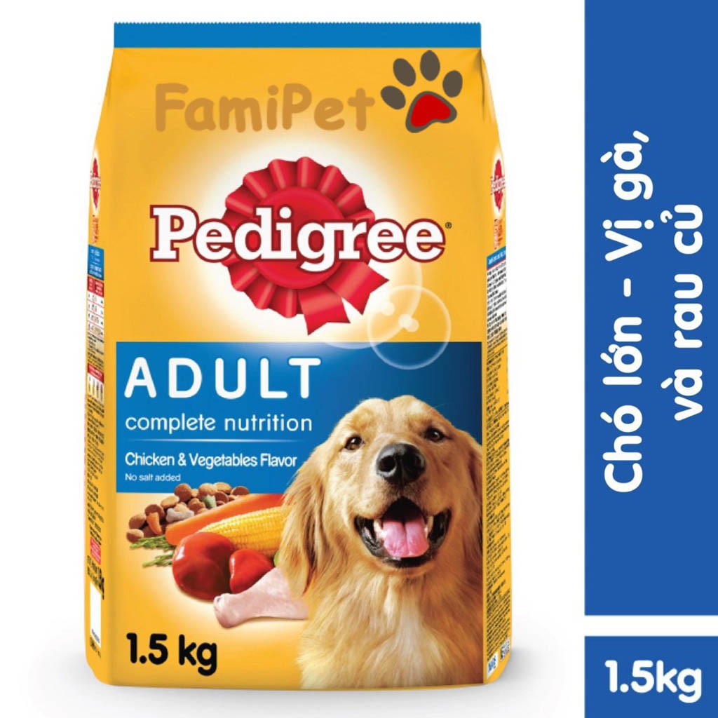 Thức Ăn Cho Chó Trưởng Thành Pedigree Vị Gà, Vị Bò Và Rau Củ 1.5kg