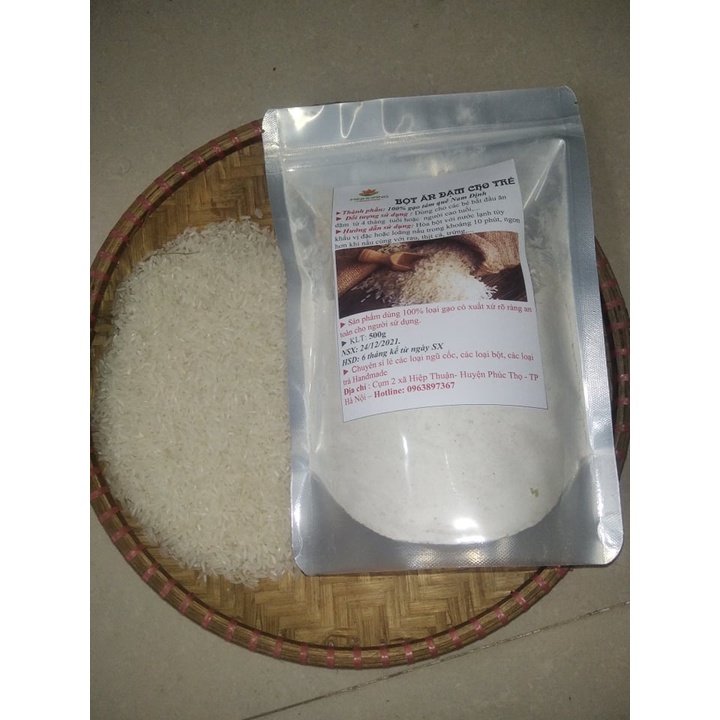 Bột ăn dặm cho bé từ 4 tháng 100% gạo tám thơm Nam Định nguyên chất