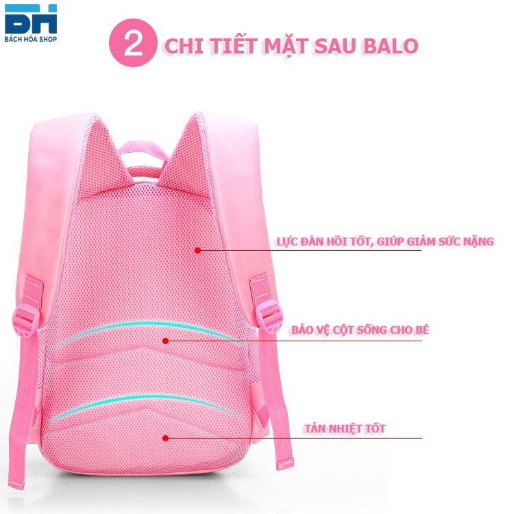 [CHỐNG NƯỚC] Balo đi học cho bé gái Mẫu giáo, Cấp 1- Mầm non, tiểu học (từ 3 đến 12 tuổi)- Hình mèo con dễ thương
