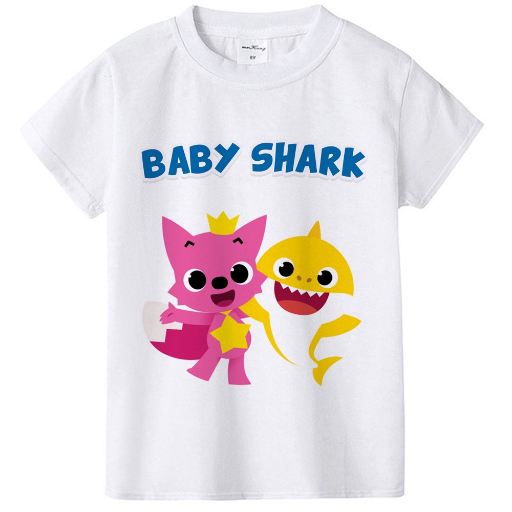 Áo Thun Tay Ngắn In Hình Cá Mập Dễ Thương Thời Trang Hiện Đại Cho Bé Trai / Gái