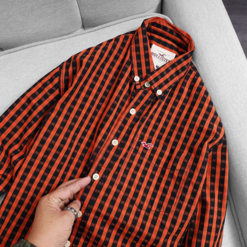 Áo sơ mi nam dài tay sọc carô nâu L