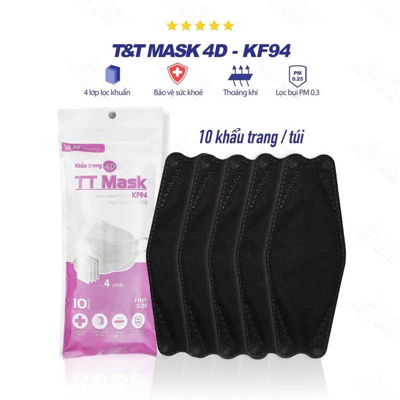 Khẩu trang 4D KF94 xuất hàn hot hit ( túi 10c )
