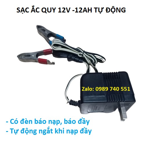 Sạc ắc quy 12v 1200mA ( loại tốt có đèn báo nạp, tự động ngắt khi đầy)