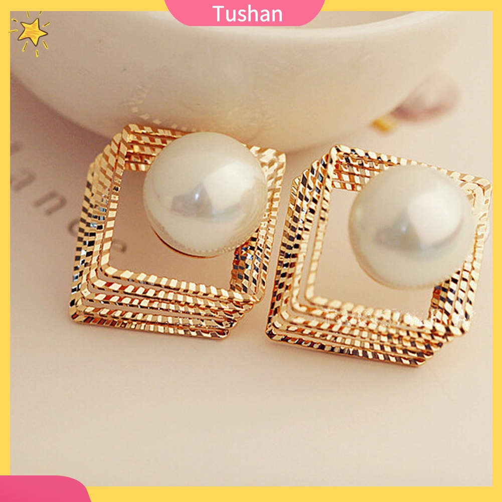 Đôi khuyên tai nhiều tầng đính ngọc trai giả thời trang cho nữ