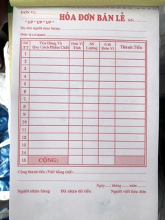 10 cuốn Hoá đơn bán lẻ 2 liên