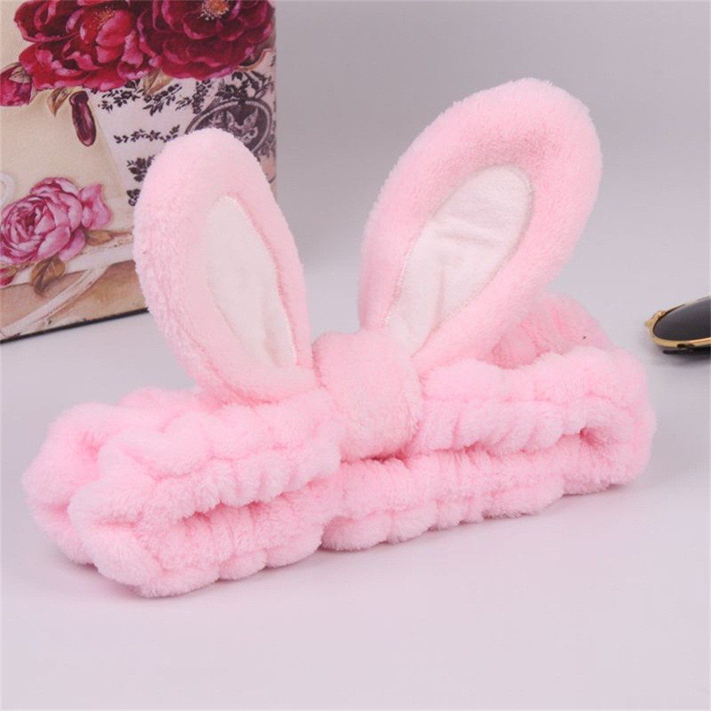 Băng Đô Tai Thỏ Mềm Mại Co Giãn Nhiều Màu Dễ Thương Cho Nữ