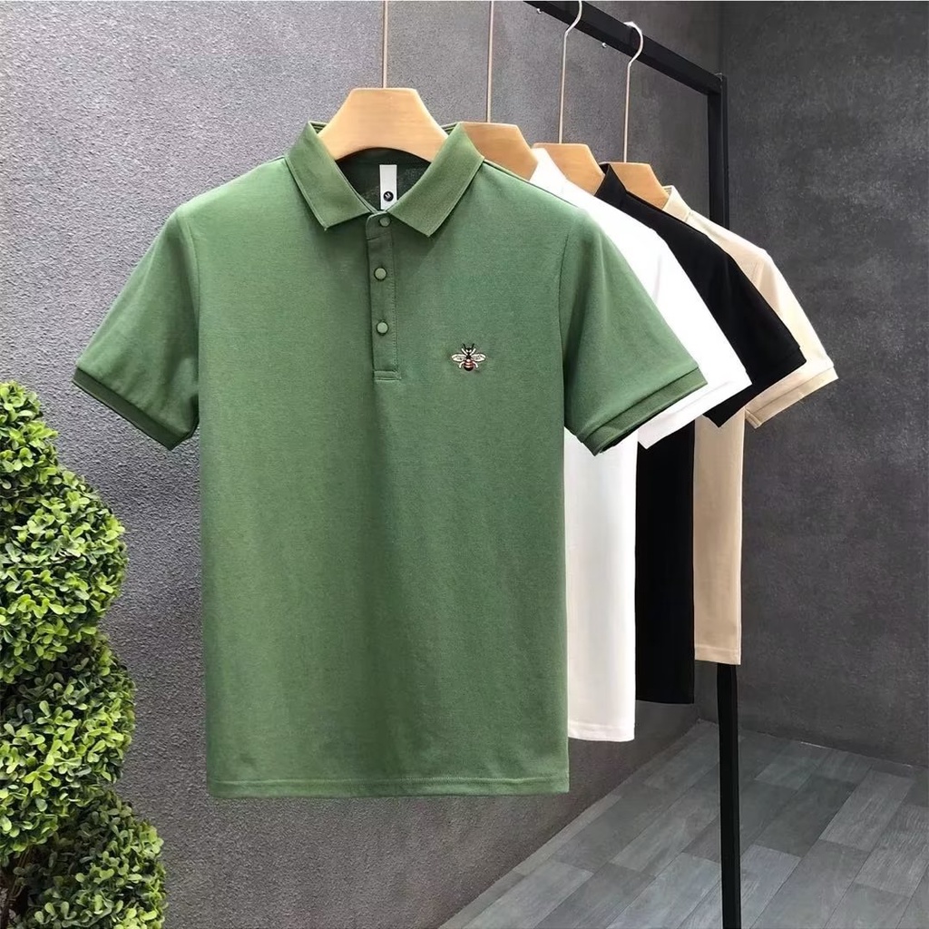 Áo Thun POLO Tay Ngắn Dáng Rộng Thêu Họa Tiết Phong Cách Hip Hop Hàn Quốc Thời Trang Cho Nam Size M-3XL