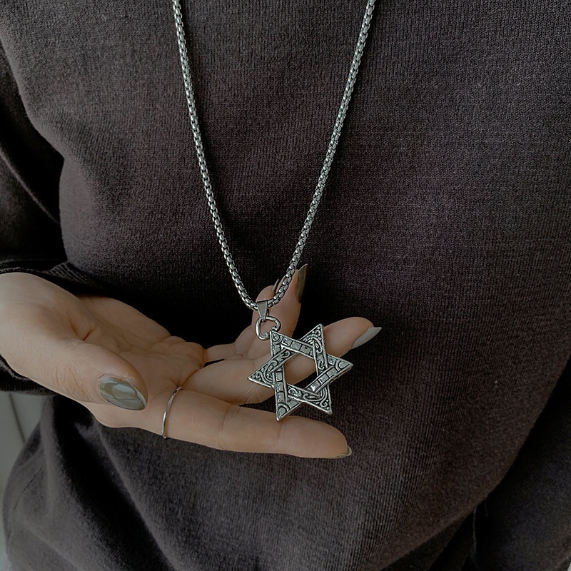 Vòng cổ Hình Ngôi Sao Sáu Cánh Phong Cách Hip hop Thời Trang Cho Nam Và Nữ