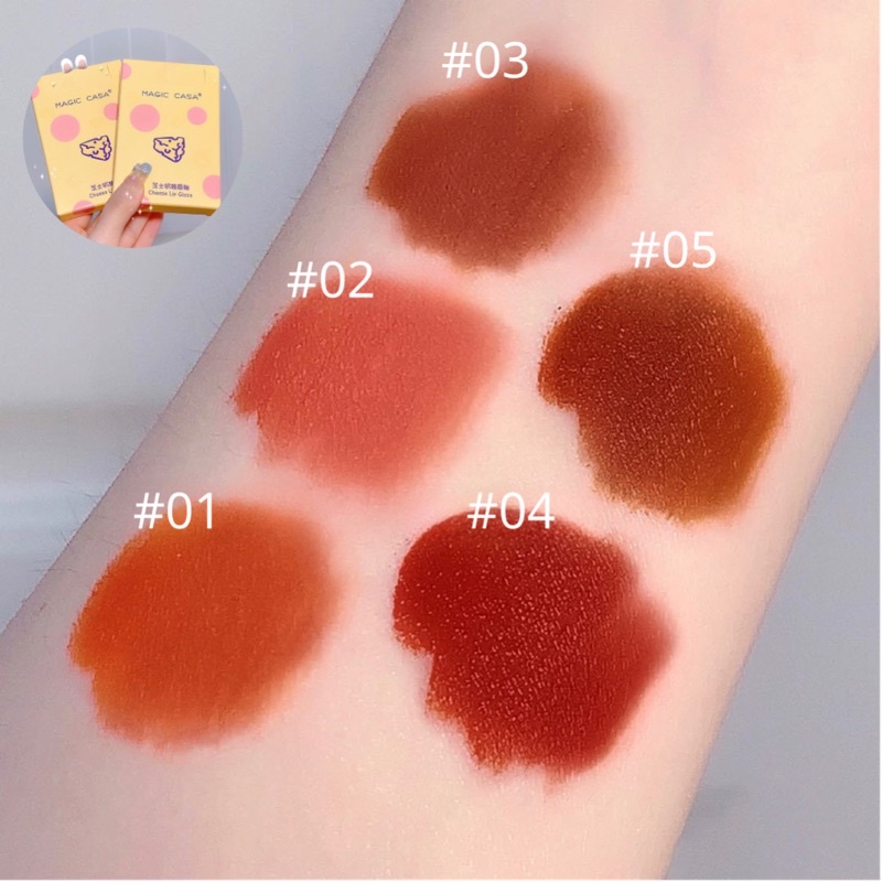 Set 5 Son Kem Phô Mai MAGIC CASA - Chất Son Nhung Lì Siêu Đẹp, Lâu Trôi - Nội Địa Trung