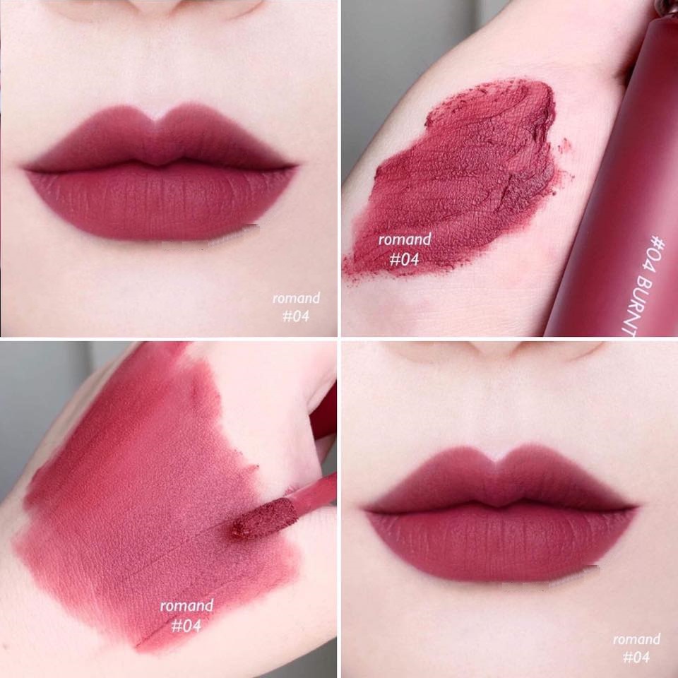 Son kem lì Romand Zero Velvet Tint màu 04 tím nude