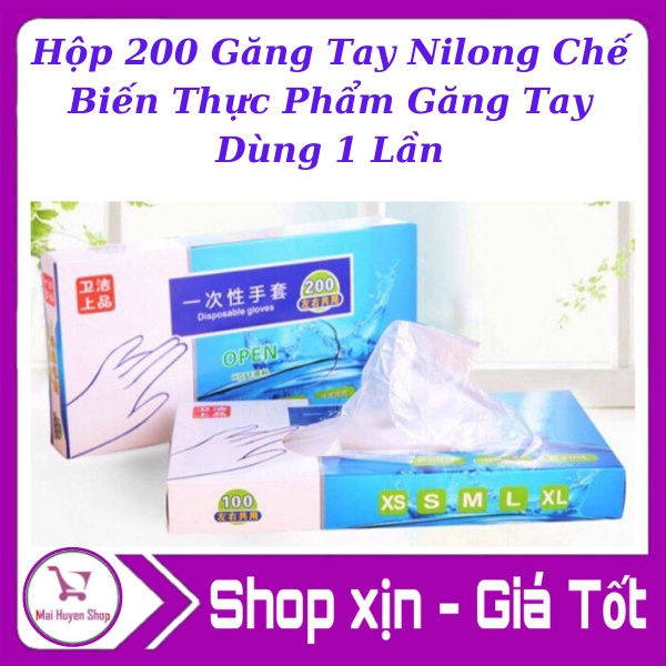 [Sale xả kho][Hàng sẵn] Hộp 200 găng tay/bao tay nilon dùng 1 lần