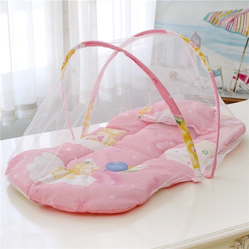 Màn chụp gấp gọn cho bé - mùng chống muỗi trẻ em có đệm bông kèm gối tiện lợi