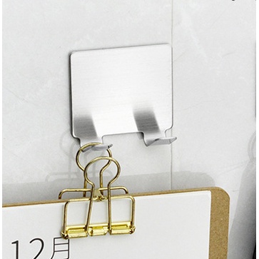 Móc dán tường inox treo đồ đa năng, Móc dán đôi Hook chịu lực siêu bền chất liệu 304 cao cấp
