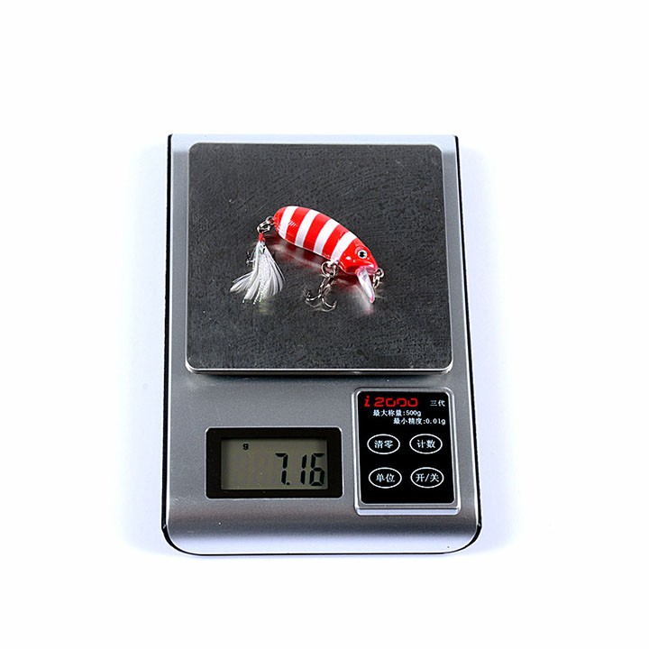 Mồi câu lure - mồi cá giả thiết kế vân sọc 3D dài 5.1cm (chưa tính lưỡi) Trọng lượng : 7.2g