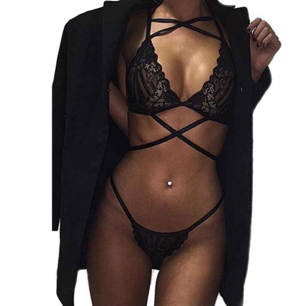 Set áo lót ren dây đan chéo eo + quần lót dây ren