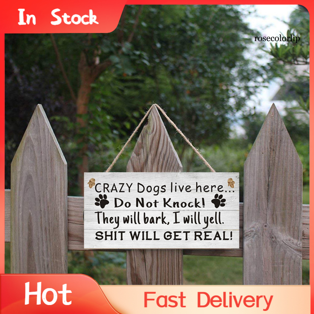Biển cảnh báo chó bằng tiếng Anh chống biến dạng bằng gỗ dùng trong sân vườn
